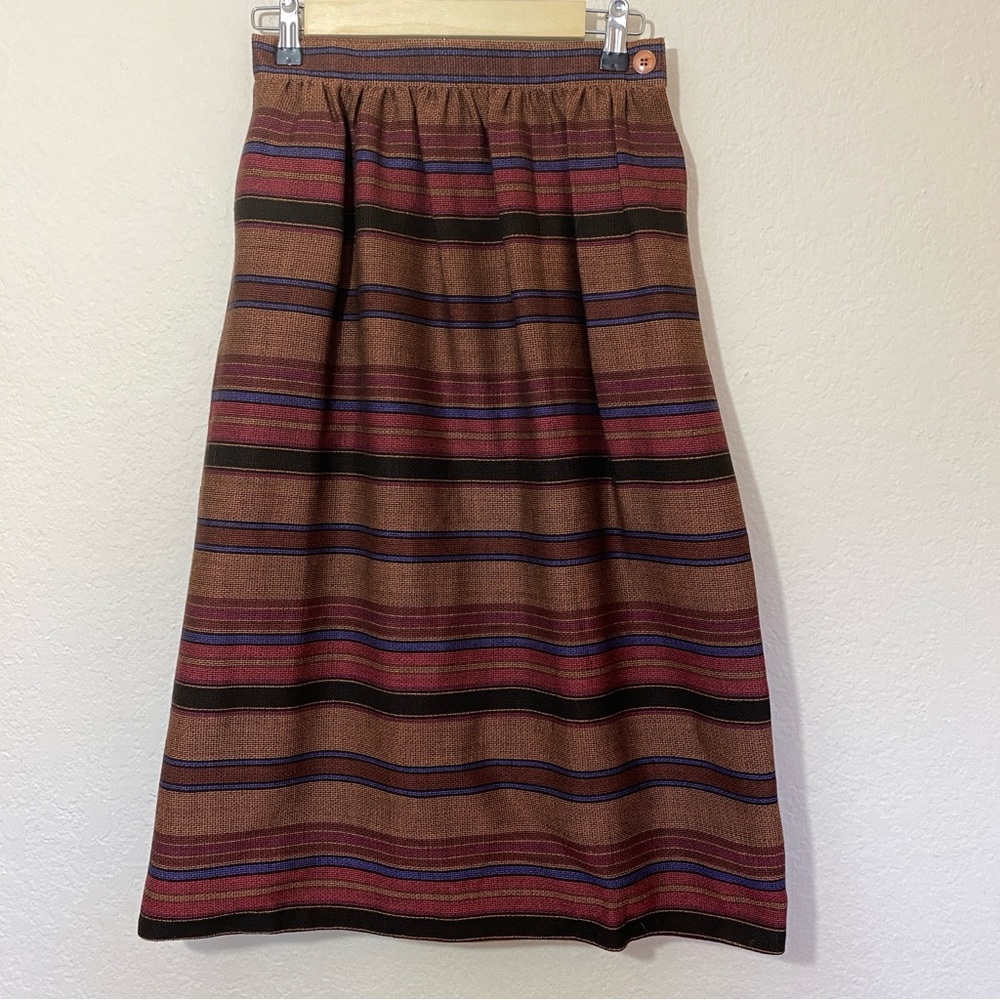 Vintage Striped Brown and Purple Wool Skirt
